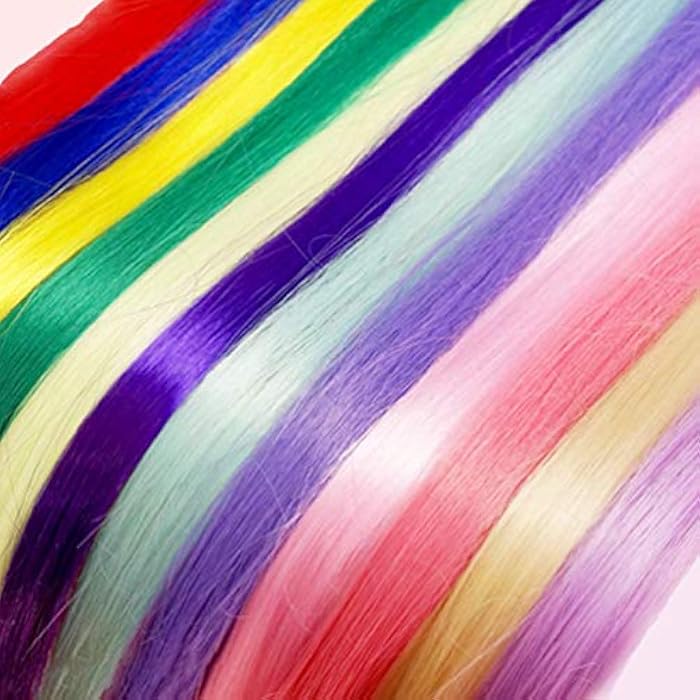 AOOKAY 6pcs Colorful Hair Extension Party Highlights Multi-colors Clip in Hair Synthetic Hairpieces (20 inch) - Image 2